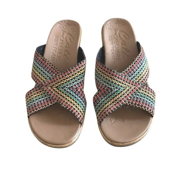 Skechers Women’s Cali Beverlee Delighted Wedge Sandals Size 9 Multicolor - Picture 2 of 9